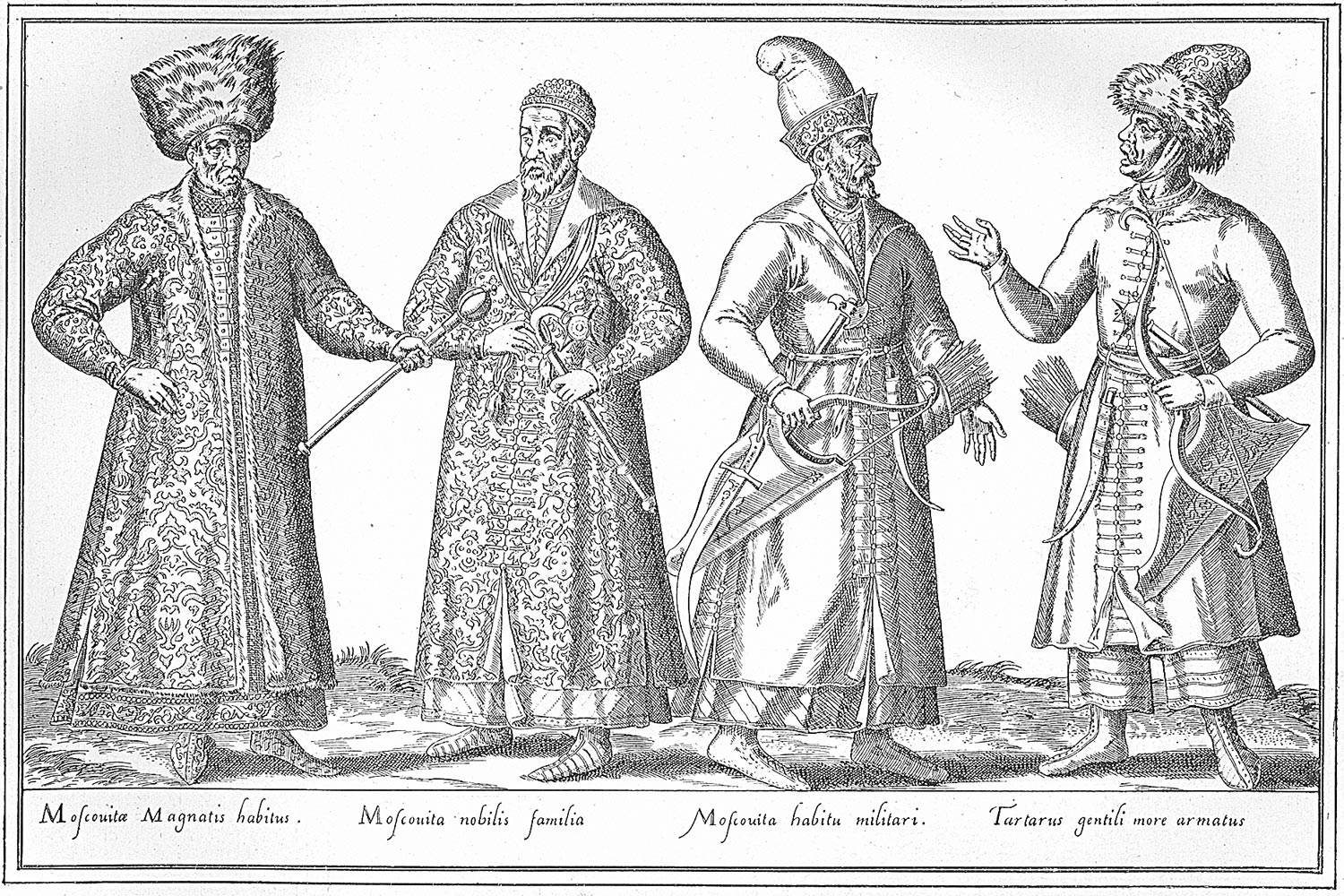 Московиты и татарин. Миниатюра из «Записок о Московии» Сигизмунда Герберштейна