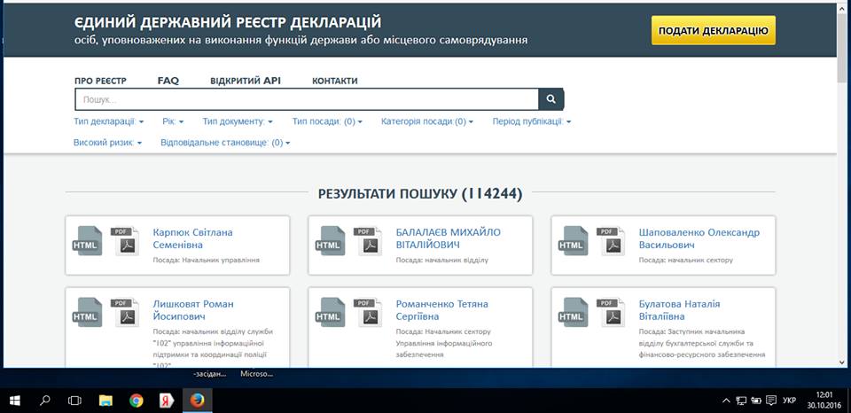 Чиновники заповнили 114 тис. е-декларацій
