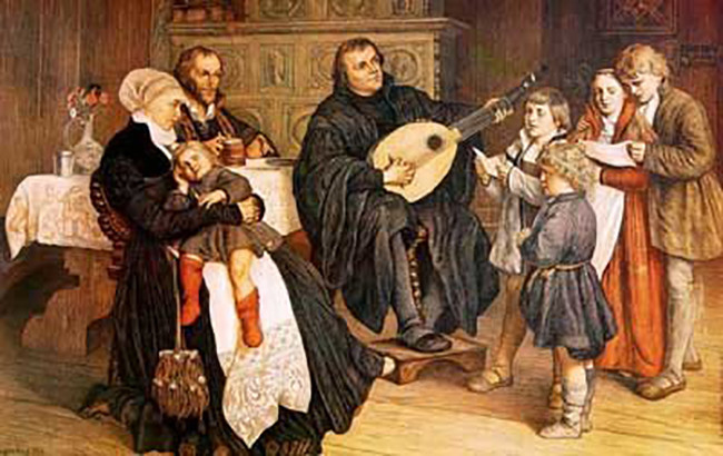 Сім’я Лютера. На задньому плані ліворуч – Філіп Меланхтон