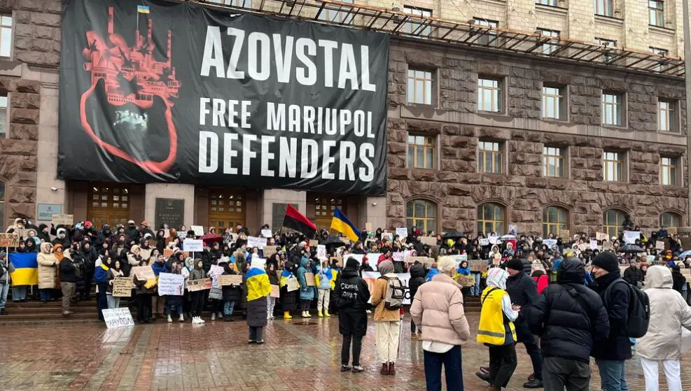 A rally near the Kyiv City Council in early 2024 A rally near the Kyiv City Council in early 2024