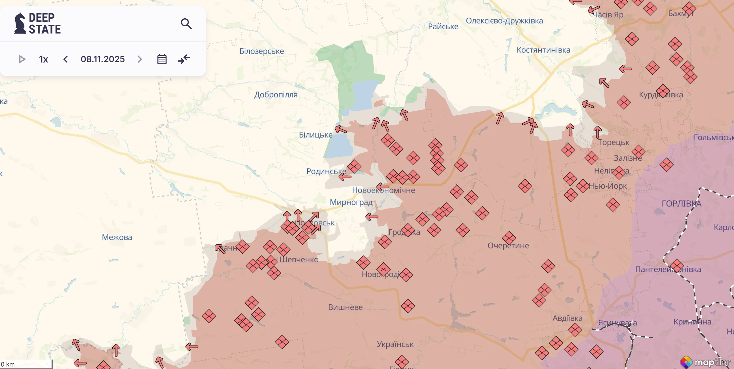 Орієнтовна карта бойових дій станом на 8 листопада о 22:50/DeepStateMap Орієнтовна карта бойових дій станом на 8 листопада о 22:50/DeepStateMap