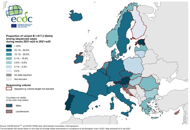 Поширеність штаму «Дельта» у країнах ЄС