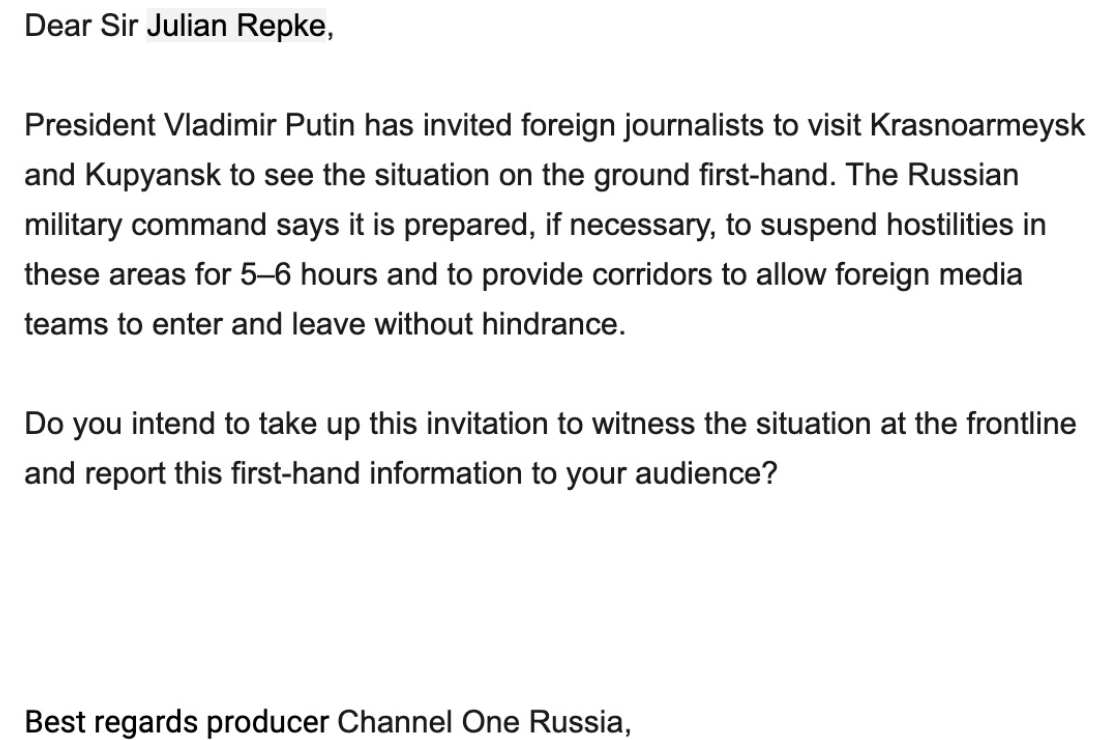 Рёпке показал письмо из Кремля Рёпке показал письмо из Кремля