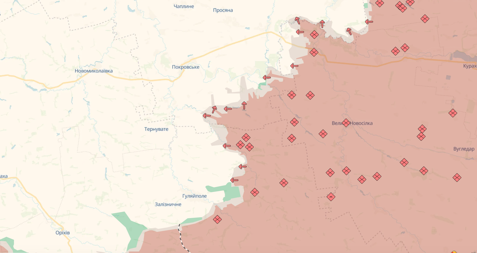 Ориентировочная карта боевых действий от DeepState по состоянию на 23:41 5 ноября