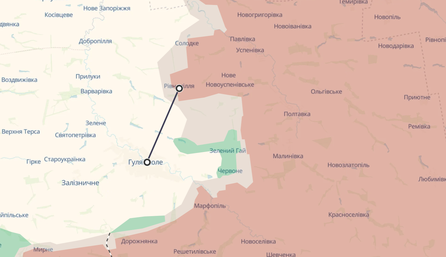 Орієнтовна карта бойових дій від DeepState станом 23:44 15 листопада