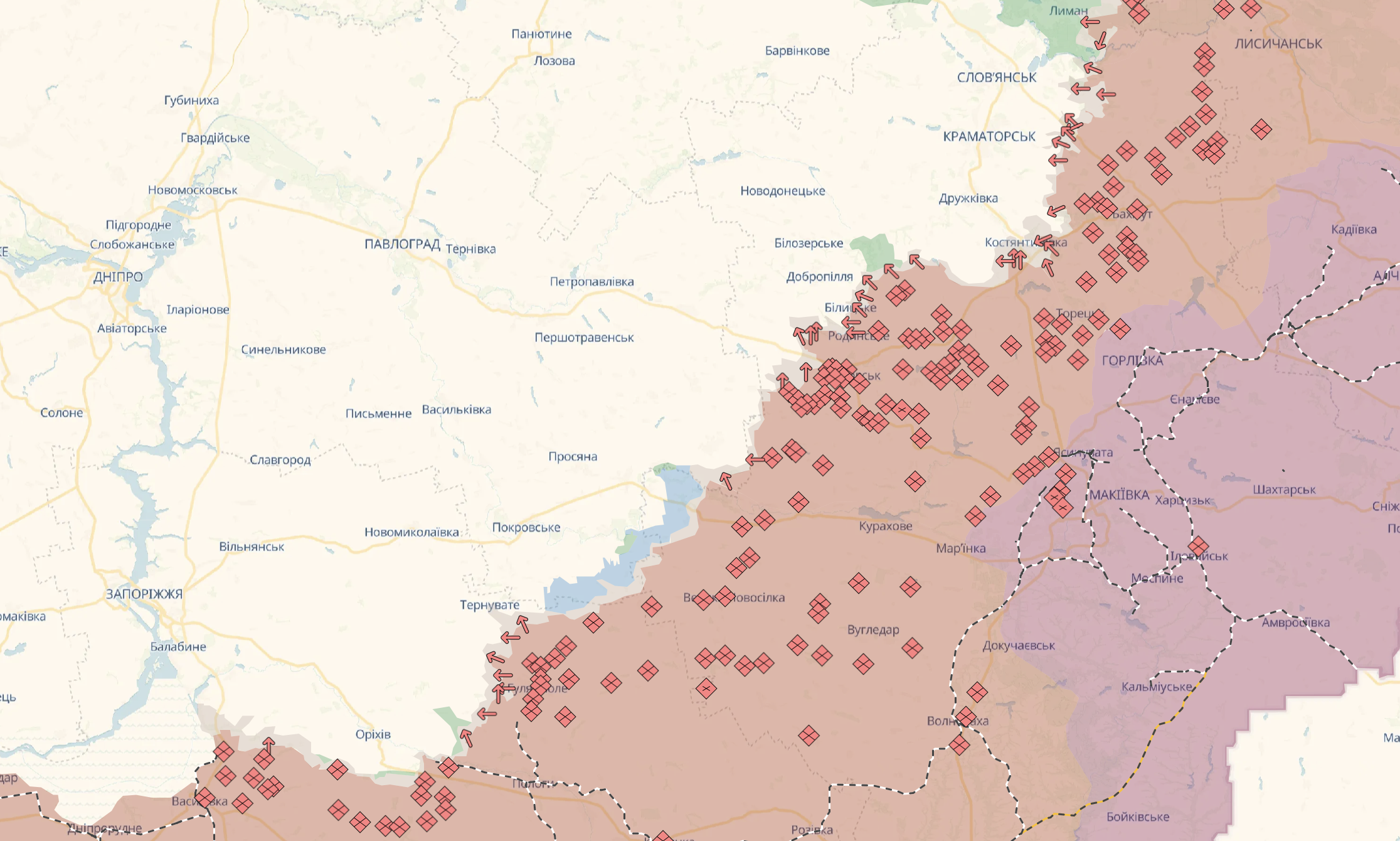 Орієнтовна карта бойових дій від DeepState станом на 21 серпня
