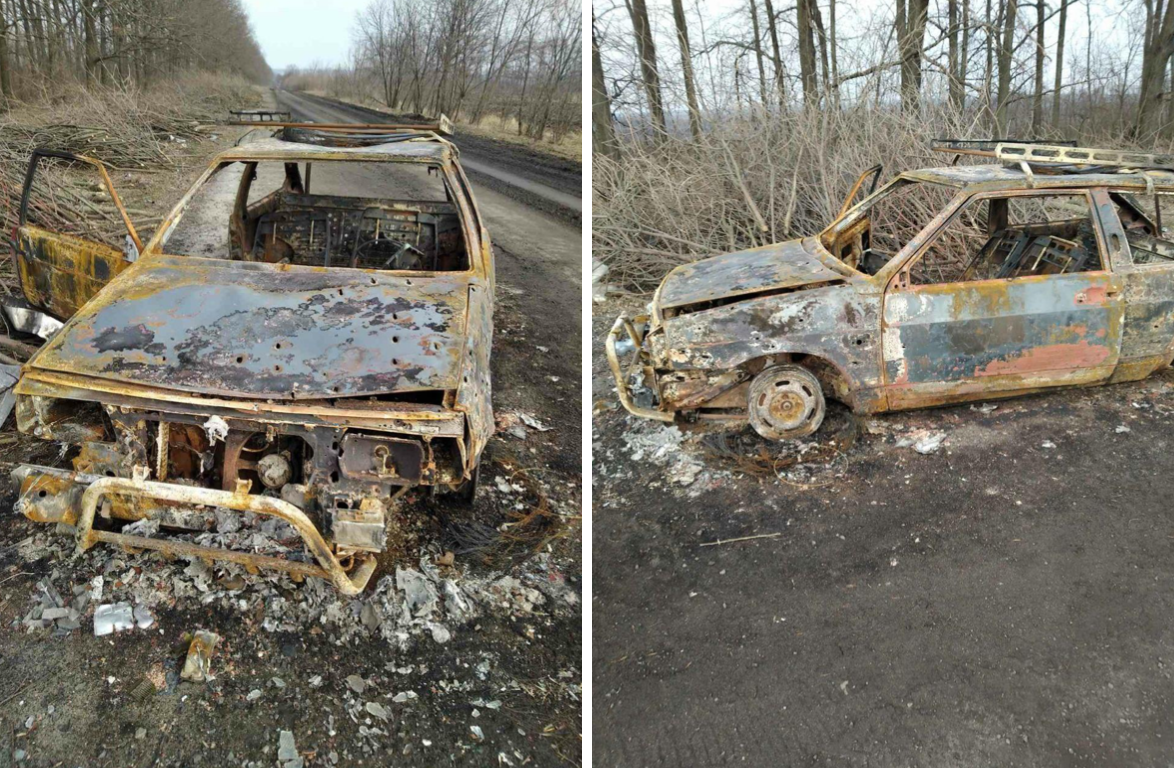 Згоріла автівка сім'ї Овчаренків. Фото: Тетяна Овчаренко