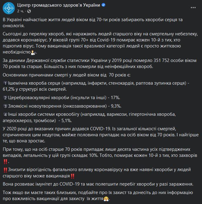 Скриншот сообщения с facebook.com/phc.org.ua Скриншот сообщения с facebook.com/phc.org.ua