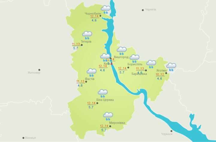 Прогноз погоди на 24 вересня в Києві. Скріншот з сайту Укргідрометцентру Прогноз погоди на 24 вересня в Києві. Скріншот з сайту Укргідрометцентру
