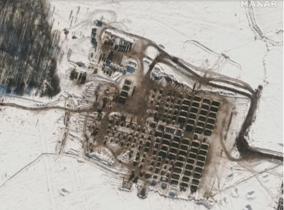 Намети на полігоні в Курській області, 9 лютого 2022 року/Фото: 2022 Maxar Technologies