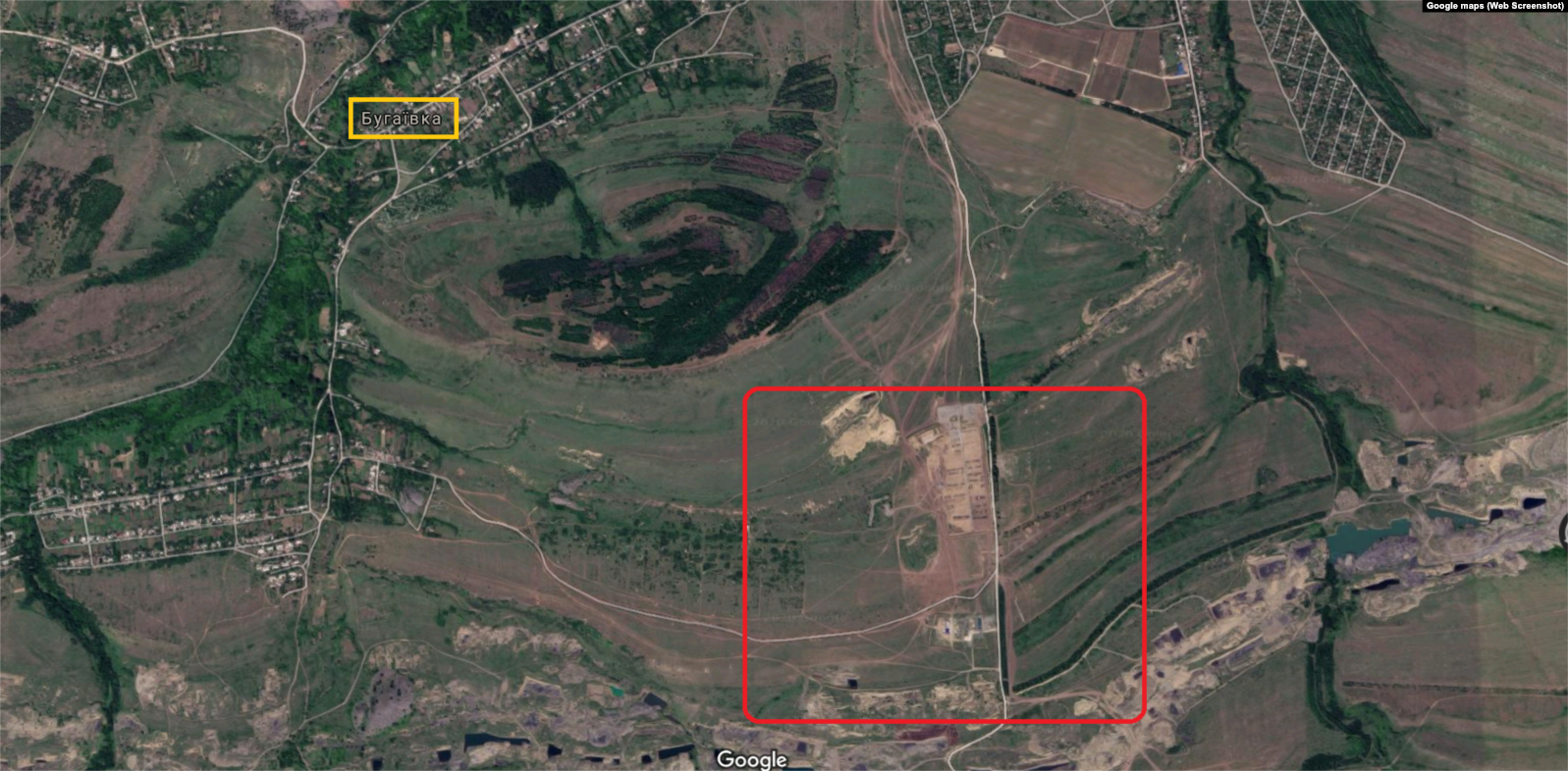 Изображение базы со спутника в привязке к местонахождению Бугаевки