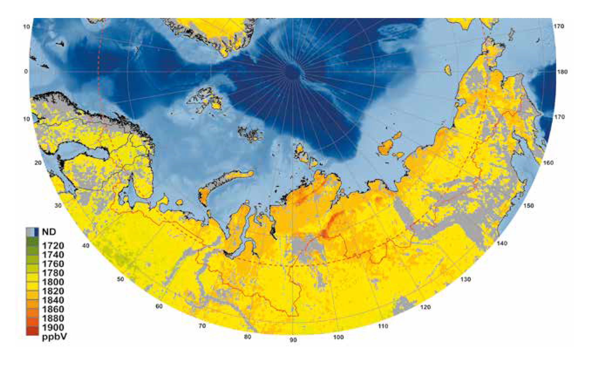 Рівні аномальної концентрації метану в атмосфері над територією Ямалу та інших арктичних регіонів Росії (на основі даних дистанційного зондування Землі)