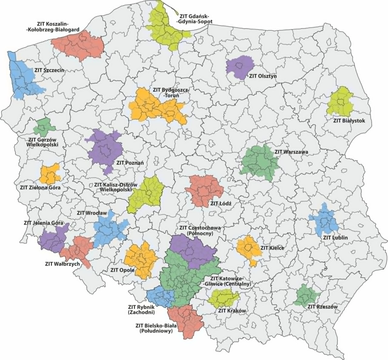 Рисунок 3. Зони ІТІ в Польщі