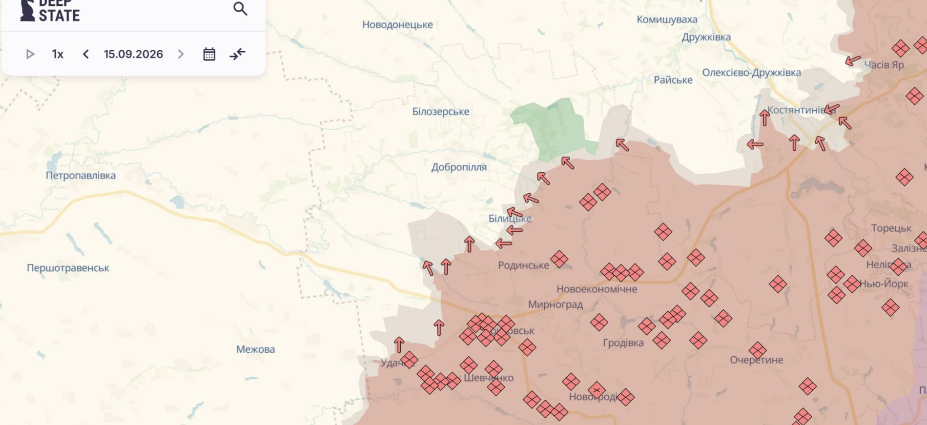 Орієнтовна карта бойових дій на 15 вересня о 01:00/DeepStateMap