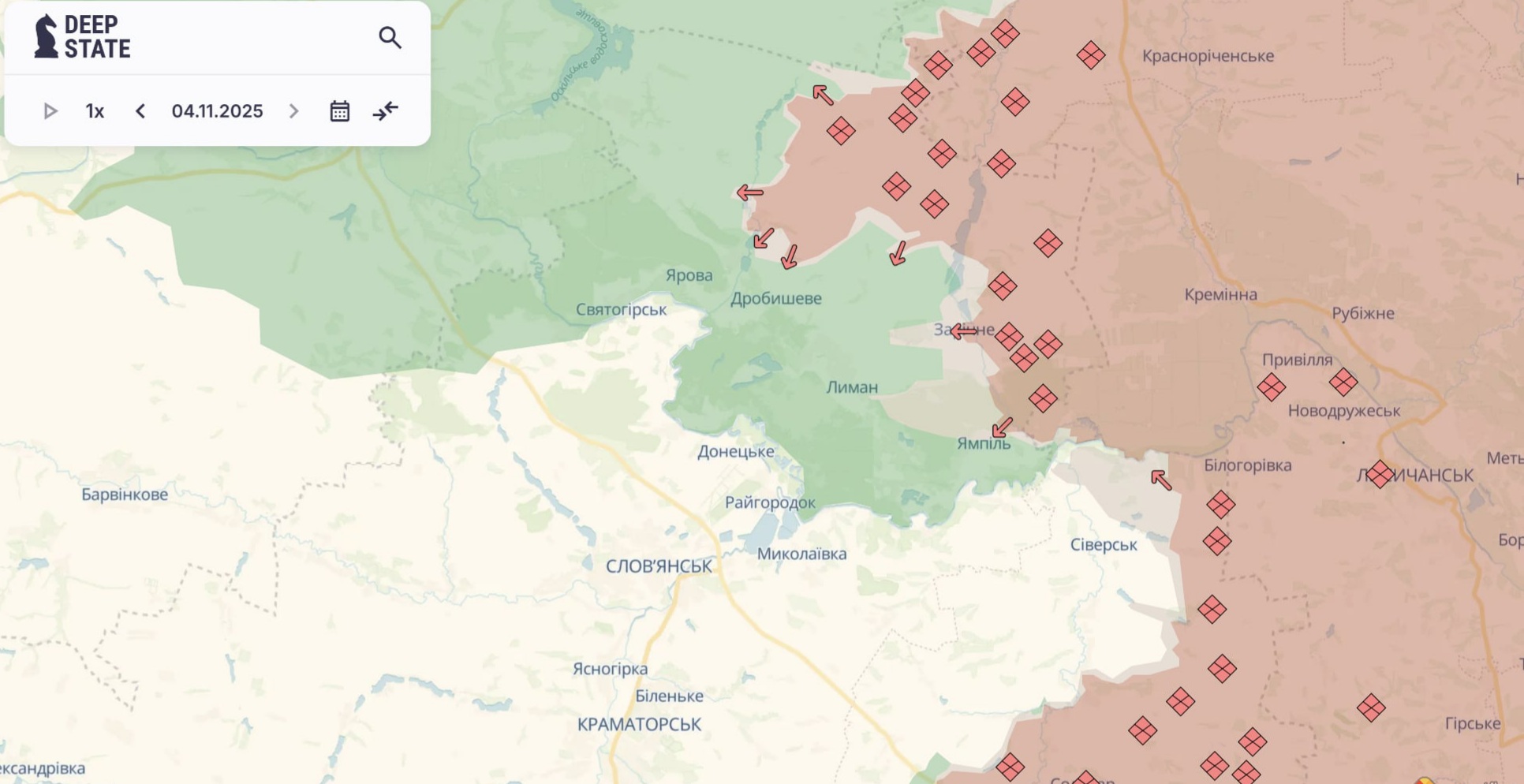 Ориентировочная карта боевых действий на 4 ноября в 23:33/DeepStateMap Ориентировочная карта боевых действий на 4 ноября в 23:33/DeepStateMap