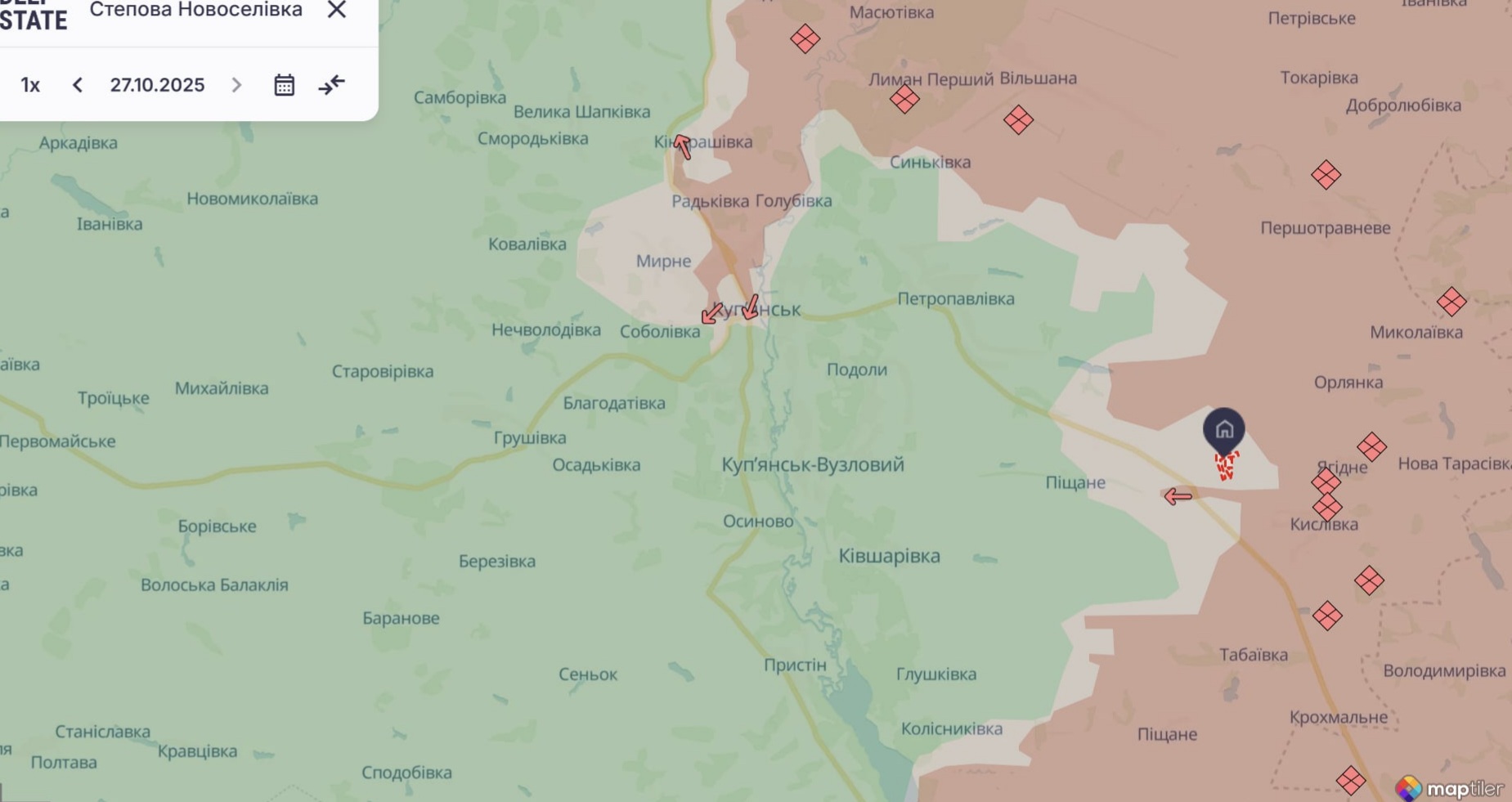 Орієнтовна карта бойових дій станом на 28 жовтня о 12:34 / DeepStateMap