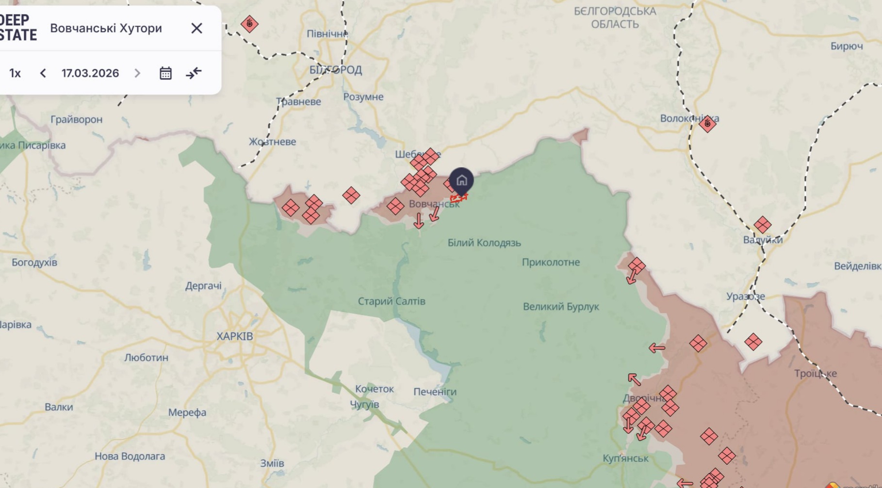 Ориентировочная карта боевых действий на 17 марта в 22:47/DeepStateMap