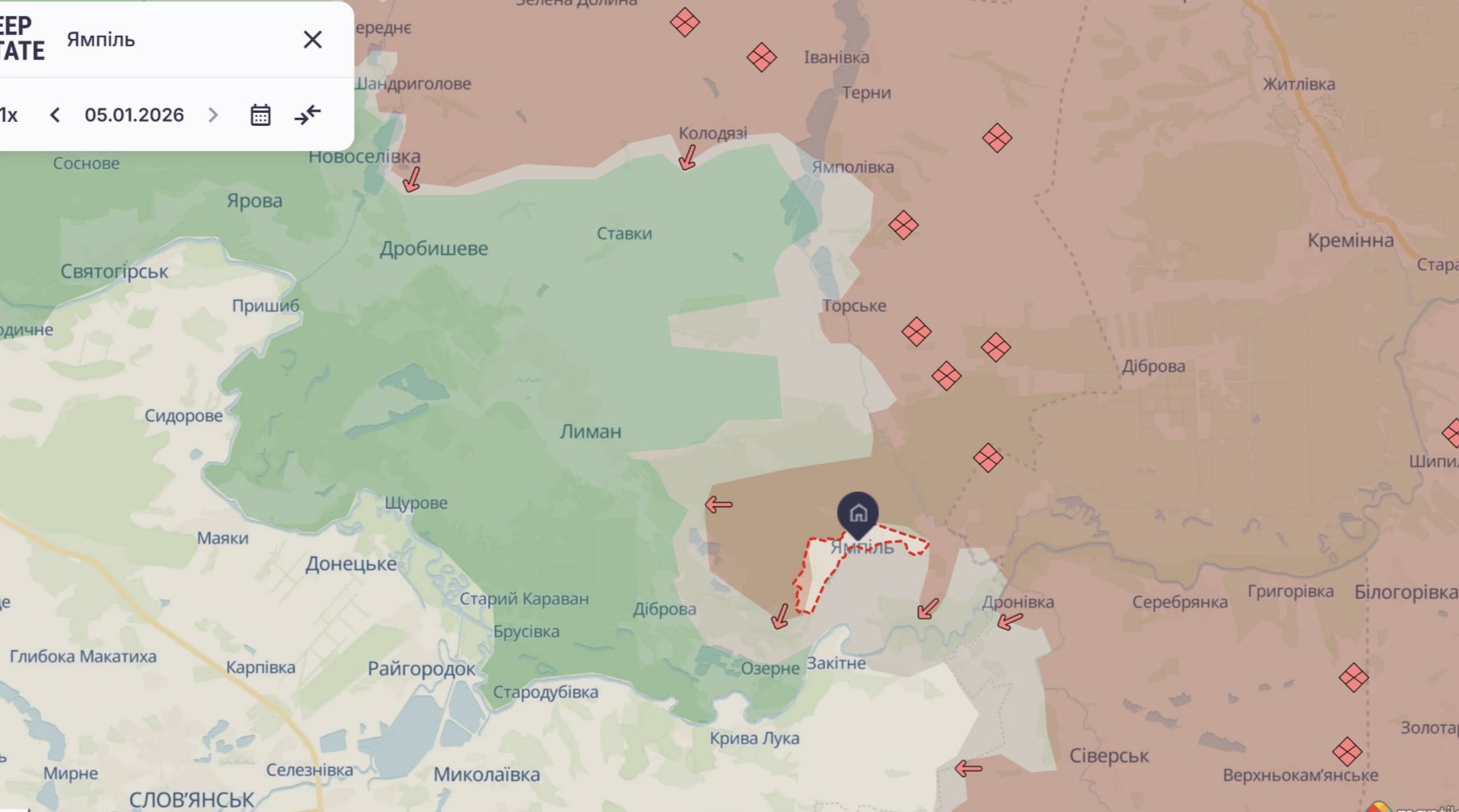 Ориентировочная карта боевых действий на 5 января в 23:33/DeepStateMap Ориентировочная карта боевых действий на 5 января в 23:33/DeepStateMap