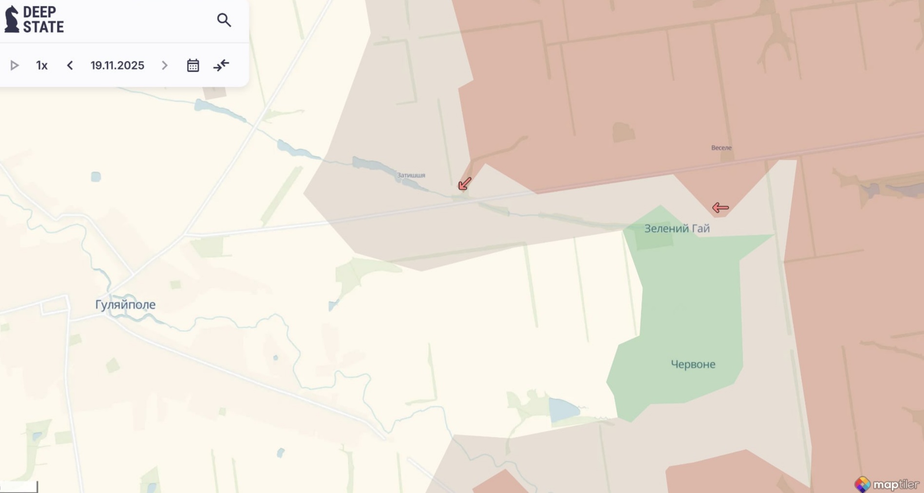 Орієнтовна карта бойових дій станом на 19 листопада о 22:51 / DeepStateMap