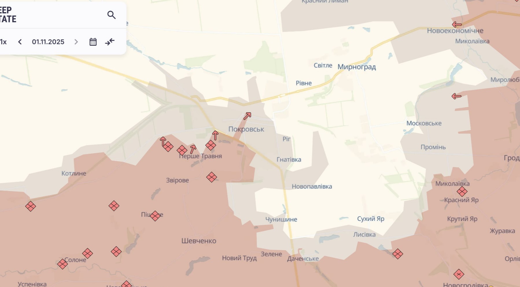 Ориентировочная карта боевых действий на 2 ноября в 14:11/DeepStateMap Ориентировочная карта боевых действий на 2 ноября в 14:11/DeepStateMap