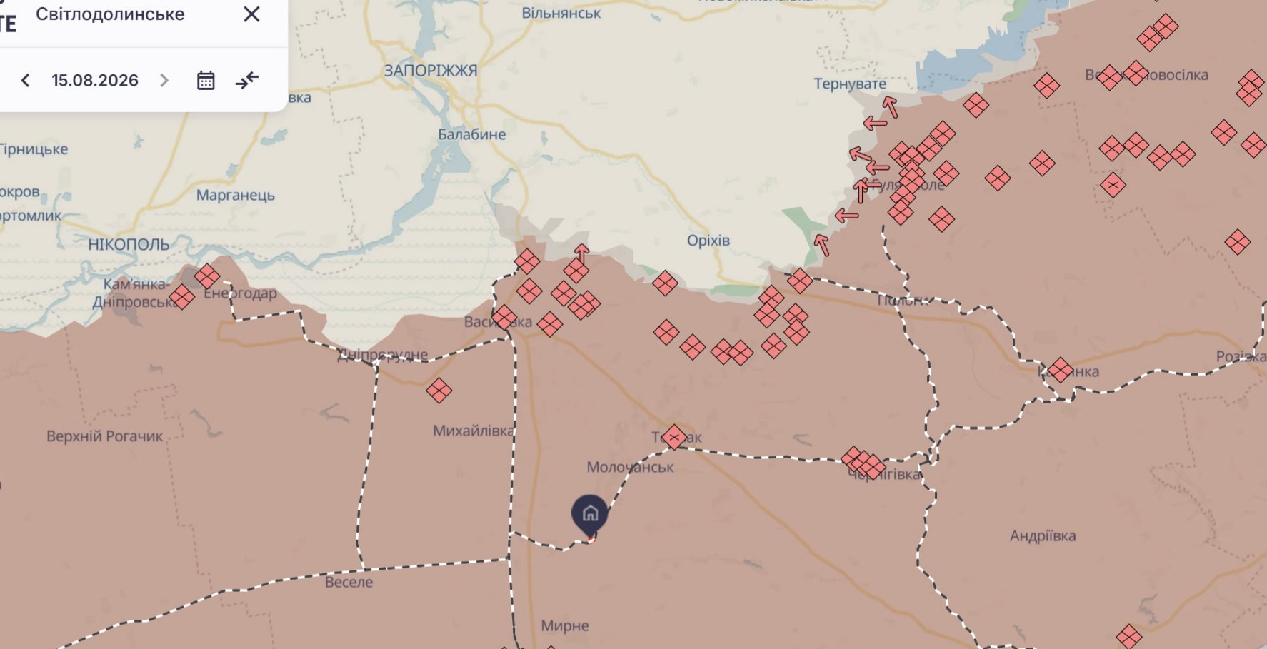 Орієнтовна карта бойових дій на 14 серпня о 17:06/DeepStateMap