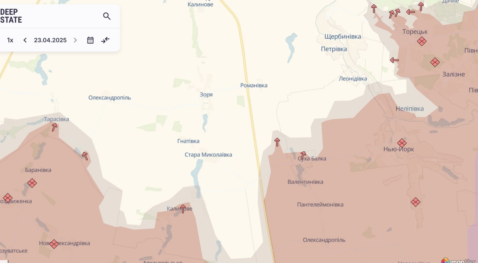РФ просунулася в Торецьку та розвиває наступ південно-західніше від нього — DeepState