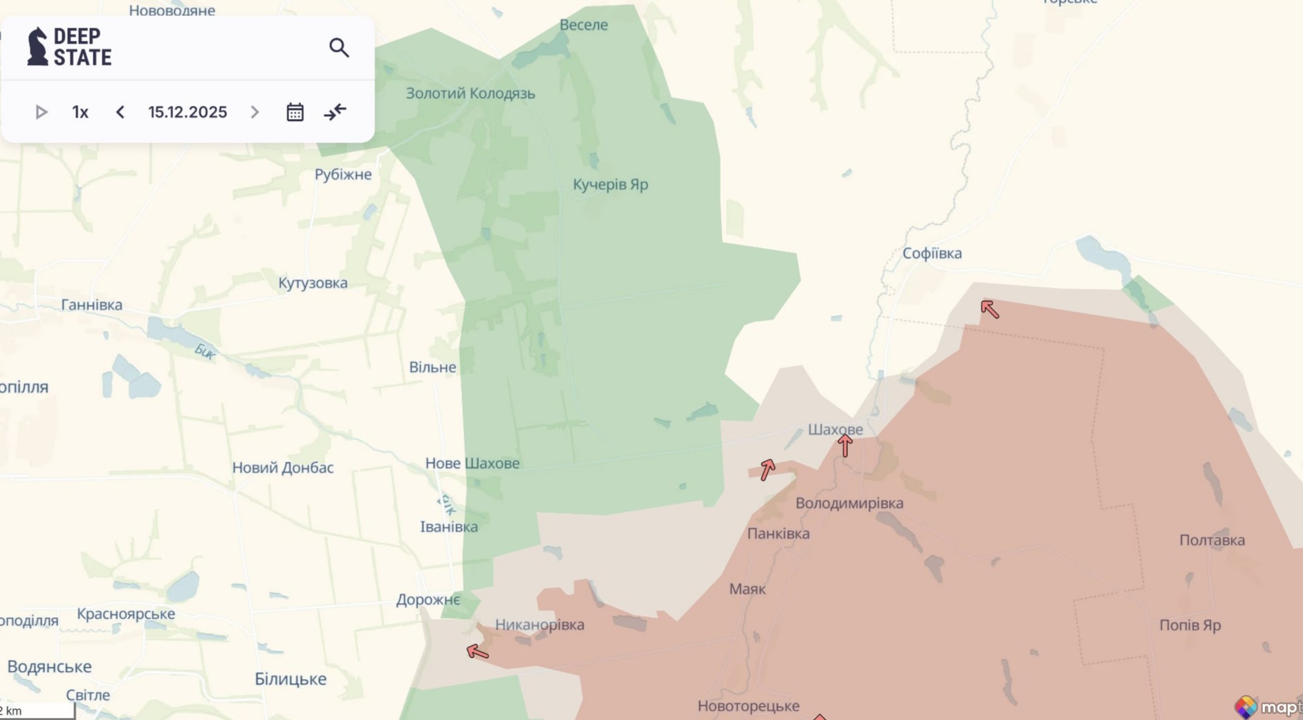 Ориентировочная карта боевых действий по состоянию на 15 декабря в 22:50/DeepStateMap
