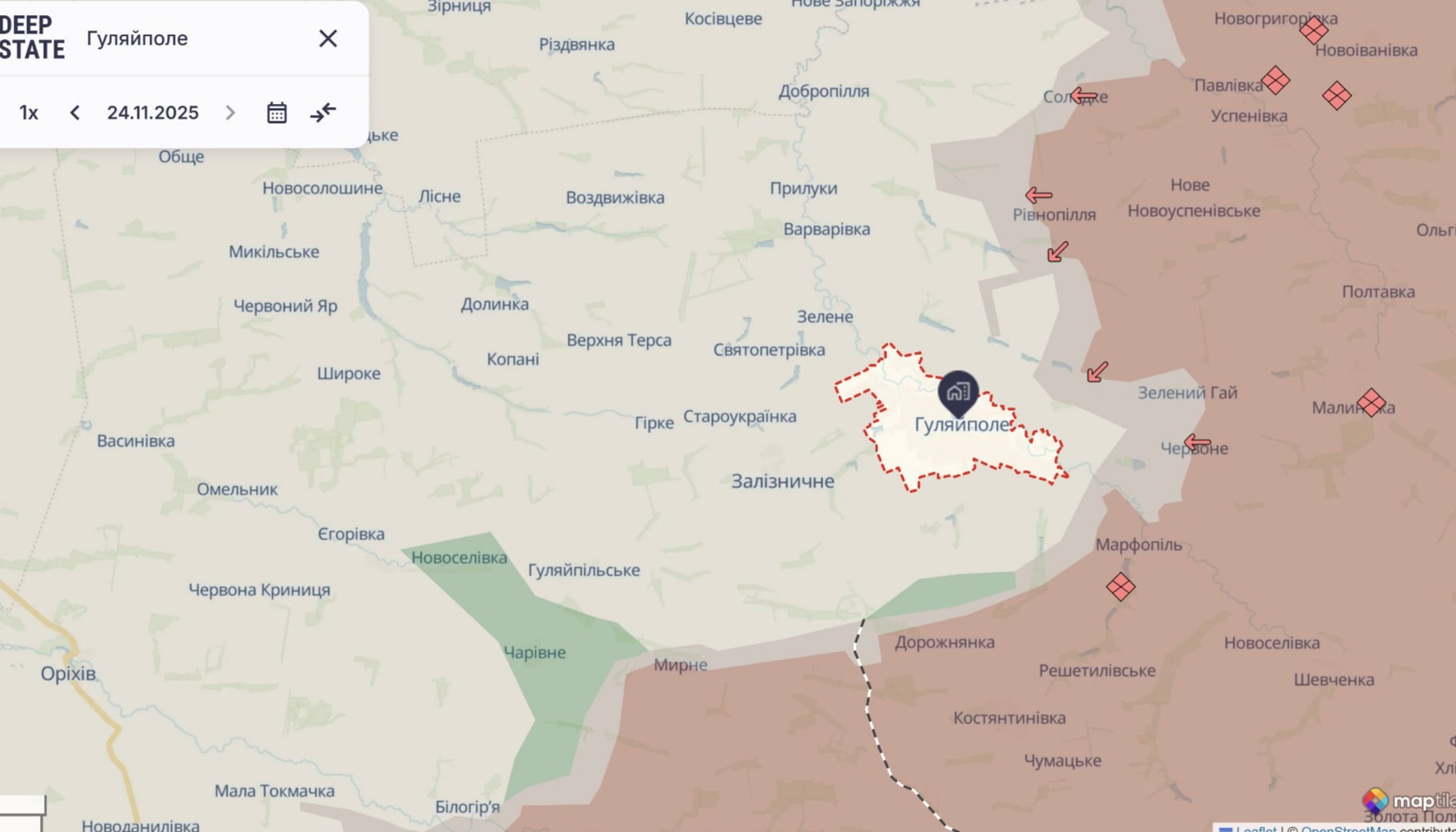 Ориентировочная карта боевых действий на 24 ноября в 22:38/DeepStateMap Ориентировочная карта боевых действий на 24 ноября в 22:38/DeepStateMap