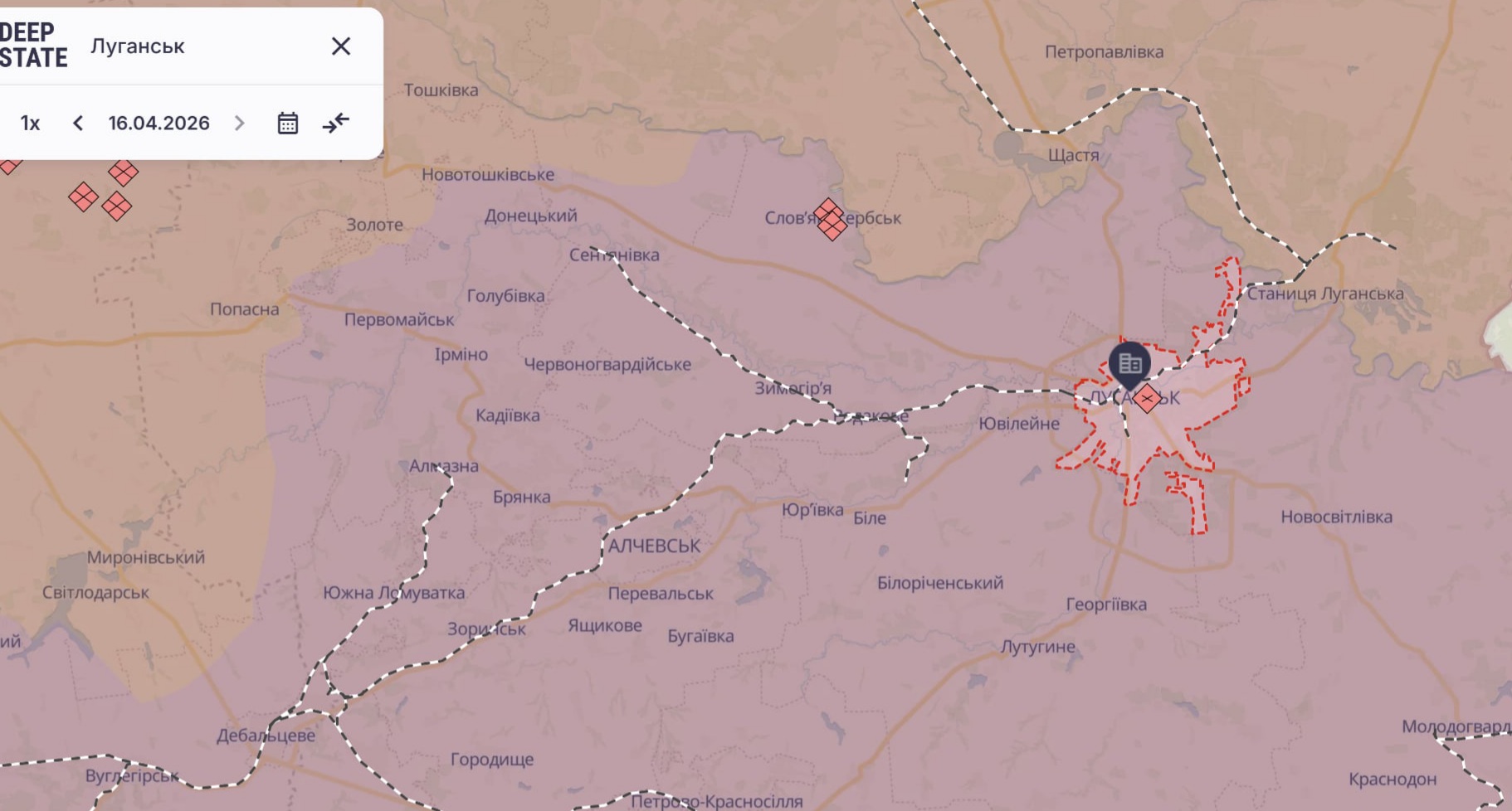 Ориентировочная карта боевых действий на 16 апреля в 13:29 / DeepStateMap
