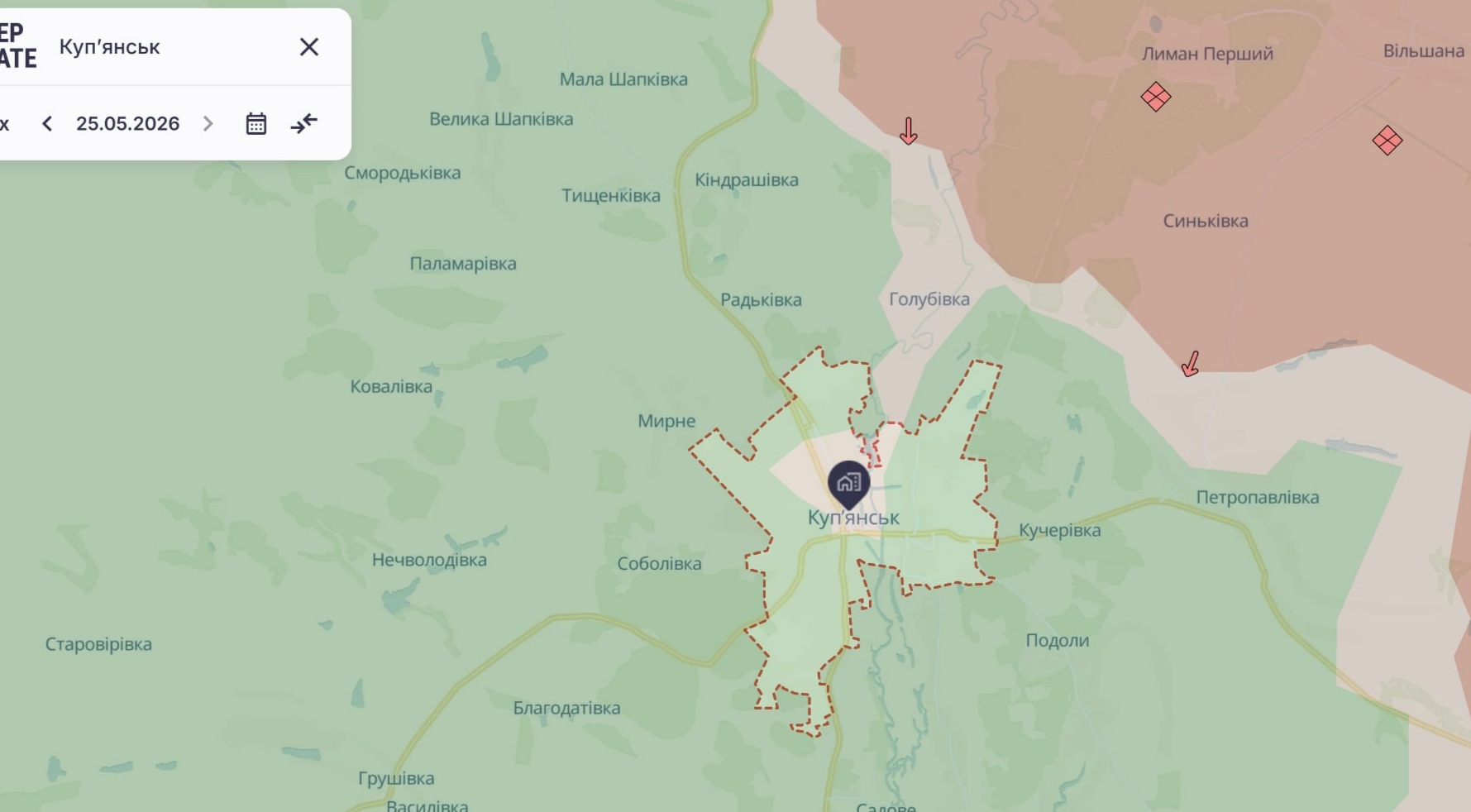 Ориентировочная карта боевых действий на 25 мая в 23:17/DeepStateMap