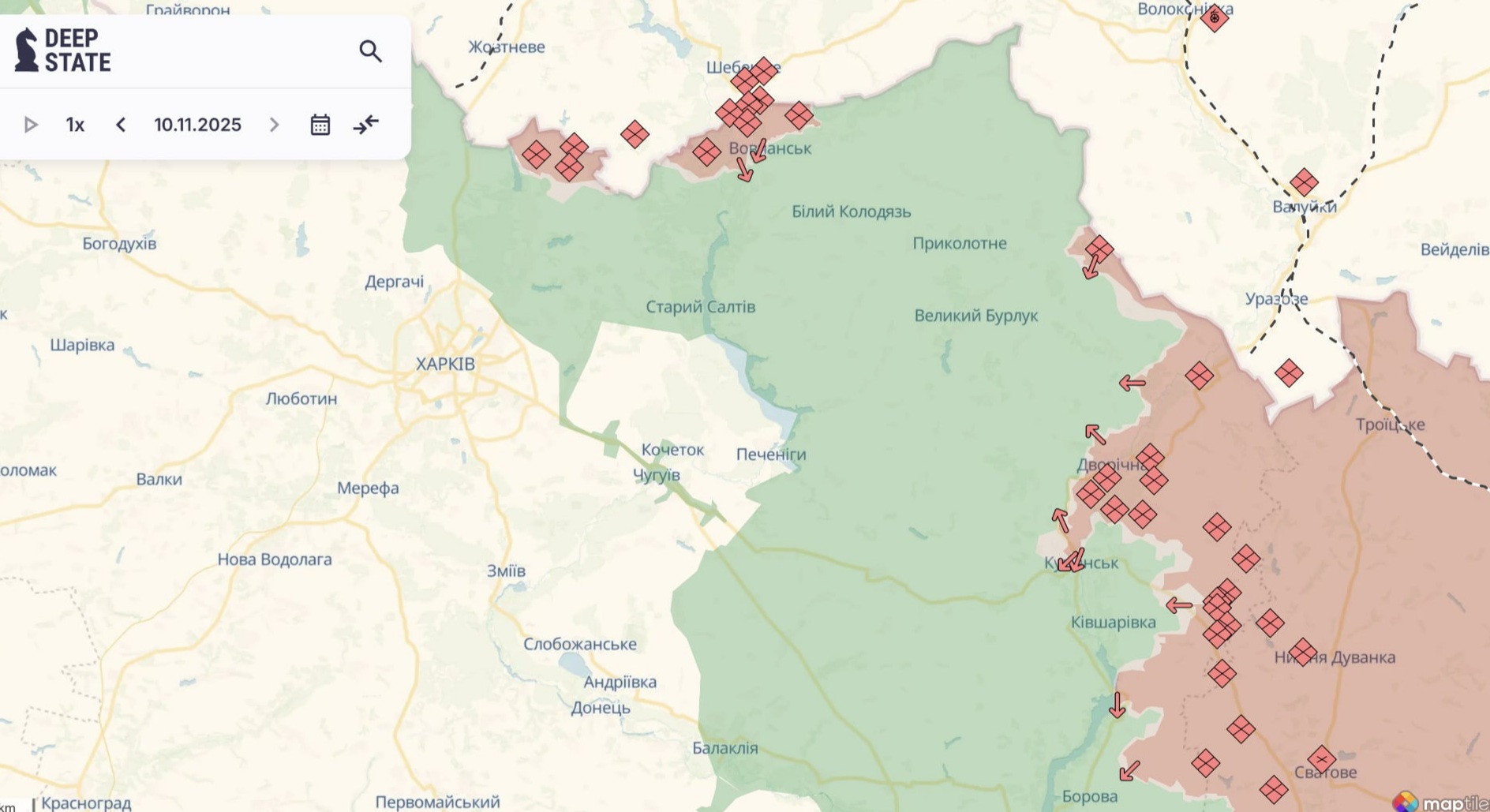 Орієнтовна карта бойових дій станом на 10 листопада о 22:16 / DeepStateMap Орієнтовна карта бойових дій станом на 10 листопада о 22:16 / DeepStateMap