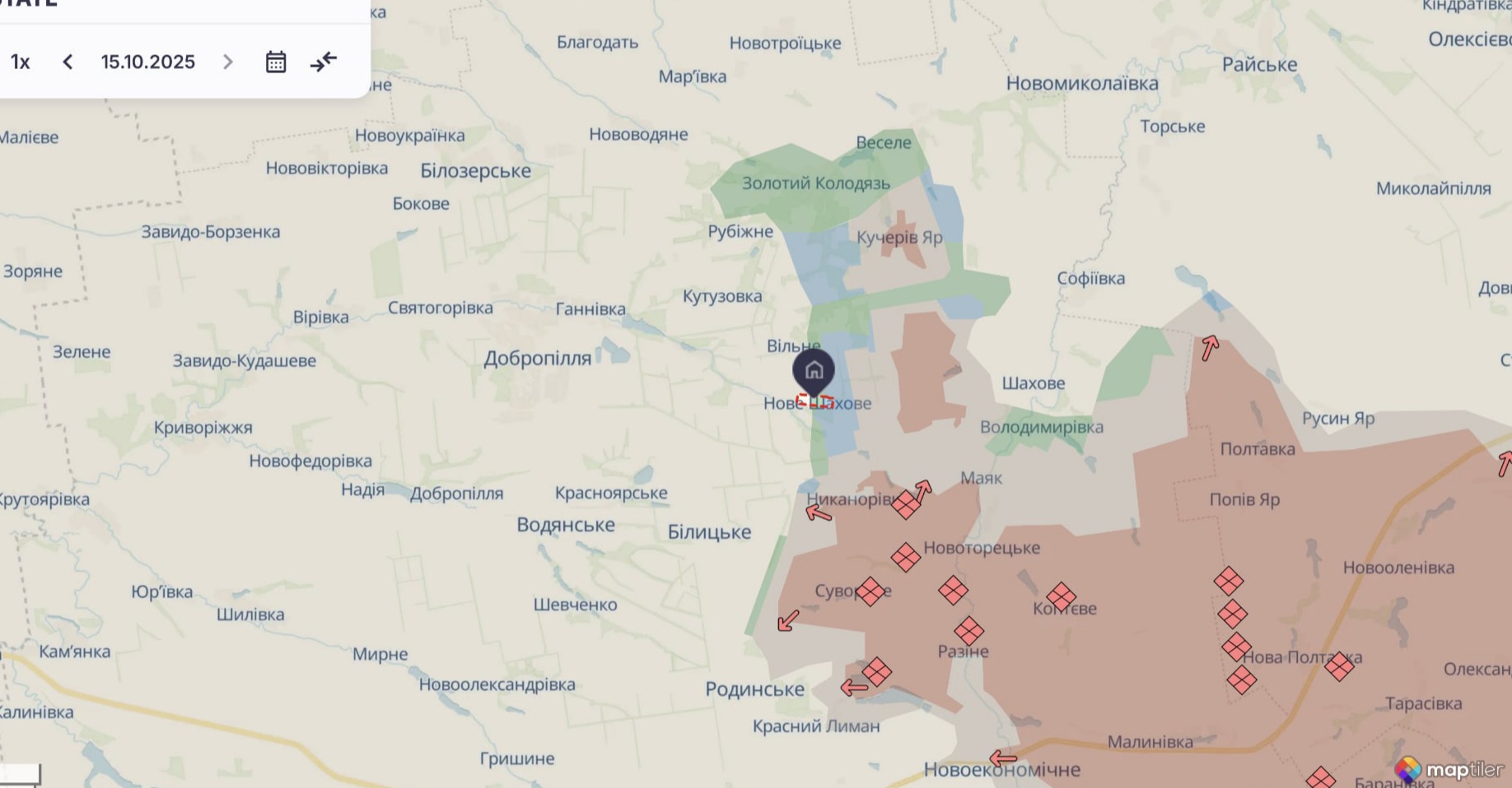 Орієнтовна карта бойових дій станом на 16 жовтня о 12:10/DeepStateMap