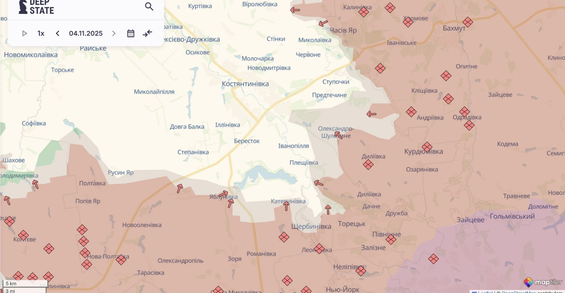 Орієнтовна карта бойових дій станом на 4 листопада о 23:33 / DeepStateMap