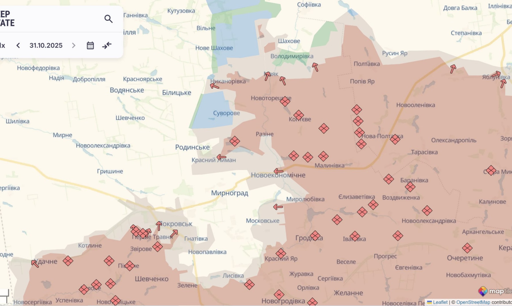 Ориентировочная карта боевых действий на 1 ноября в 14:10 / DeepStateMap