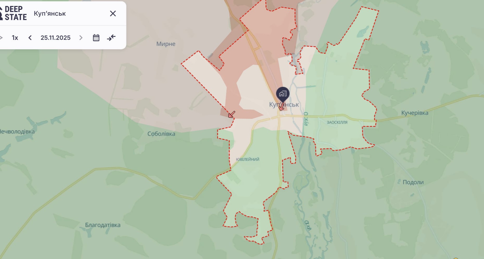 Орієнтовна карта бойових дій станом на 25 листопада о 23:33 / DeepStateMap