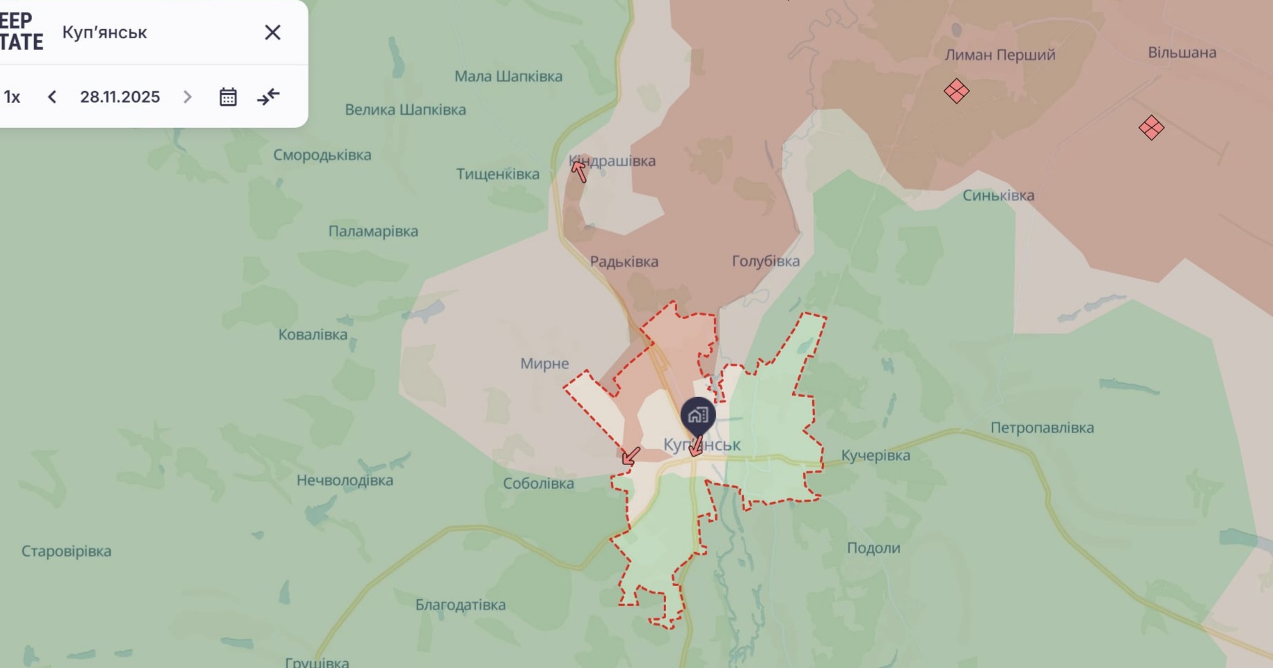 Орієнтовна карта бойових дій станом на 30 листопада о 23:09 / DeepStateMap