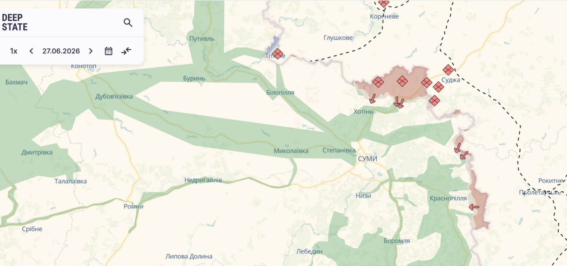 Орієнтовна карта бойових дій на 28 червня о 20:15/DeepStateMap