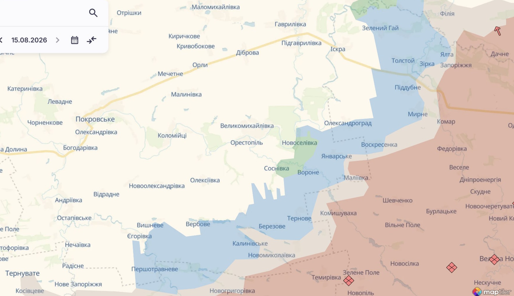 Орієнтовна карта бойових дій на 14 серпня о 17:06/DeepStateMap
