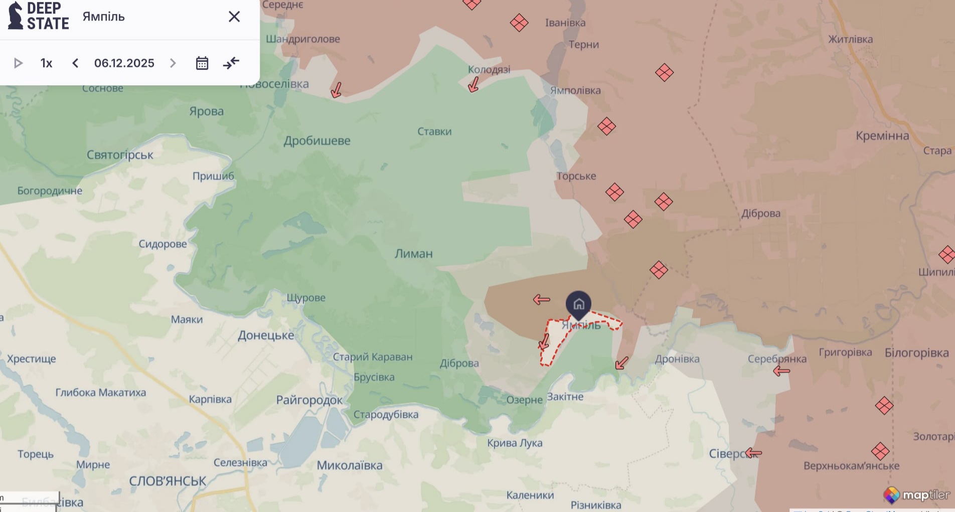Ориентировочная карта боевых действий по состоянию на 6 декабря в 21:38/DeepStateMap