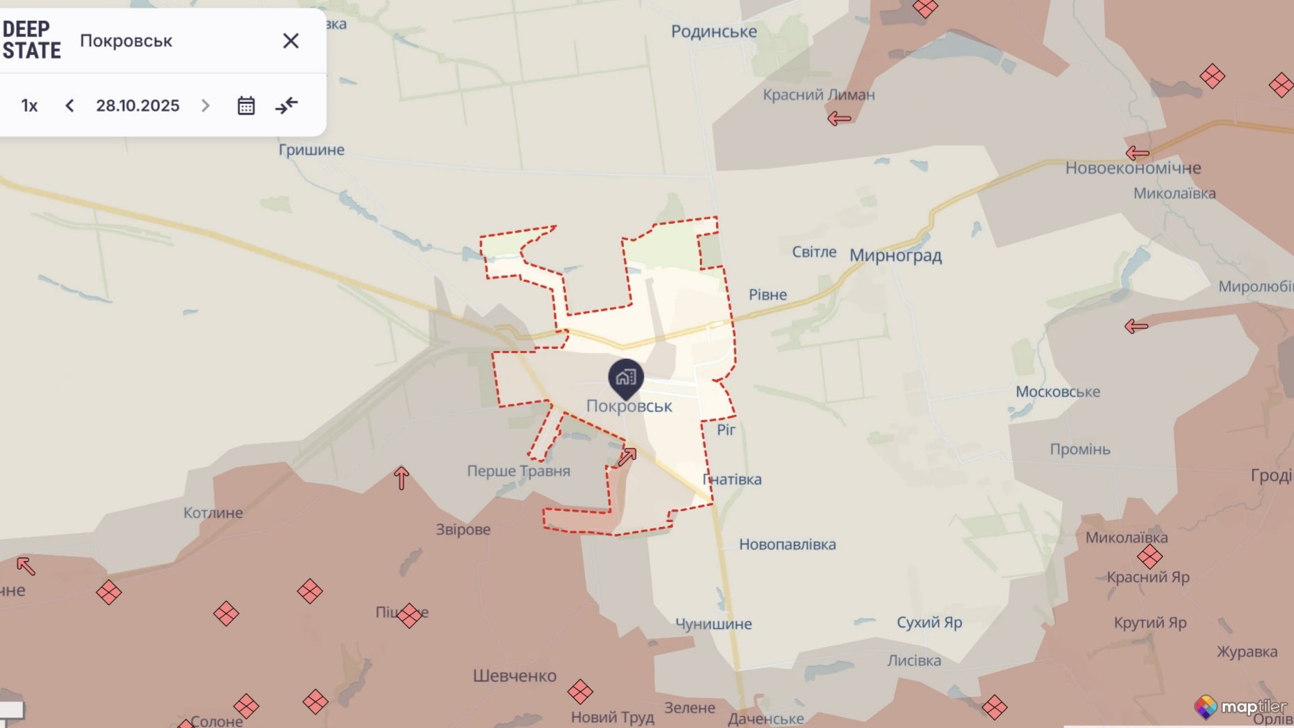 Орієнтовна карта бойових дій станом на 29 жовтня о 10:29 / DeepStateMap
