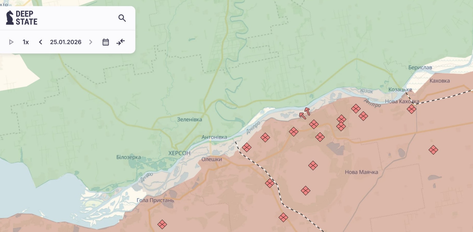 Ориентировочная карта боевых действий на 25 января в 21:34/DeepStateMap Ориентировочная карта боевых действий на 25 января в 21:34/DeepStateMap