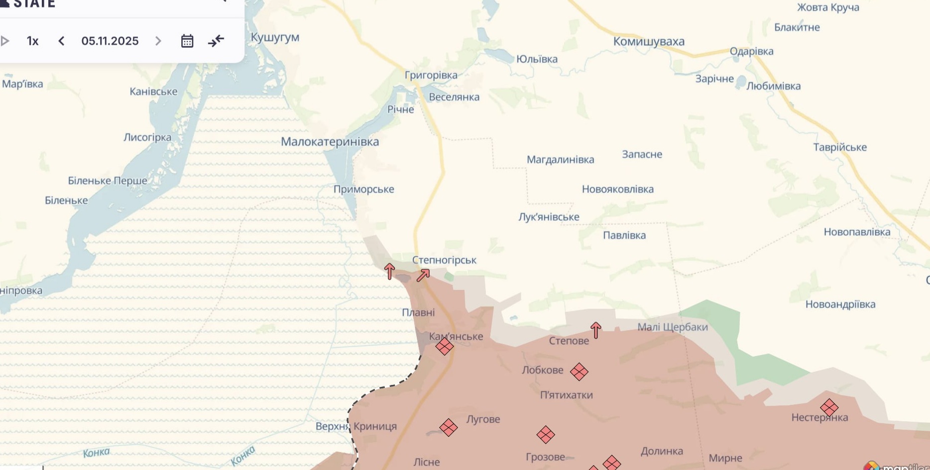 Ориентировочная карта боевых действий по состоянию на 5 ноября в 23:41/DeepStateMap Ориентировочная карта боевых действий по состоянию на 5 ноября в 23:41/DeepStateMap