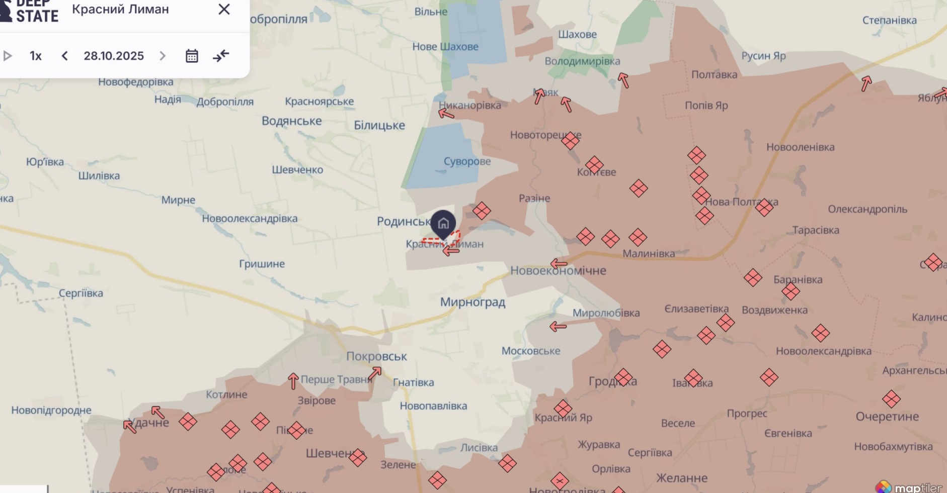 Орієнтовна карта бойових дій станом на 29 жовтня о 10:29 / DeepStateMap