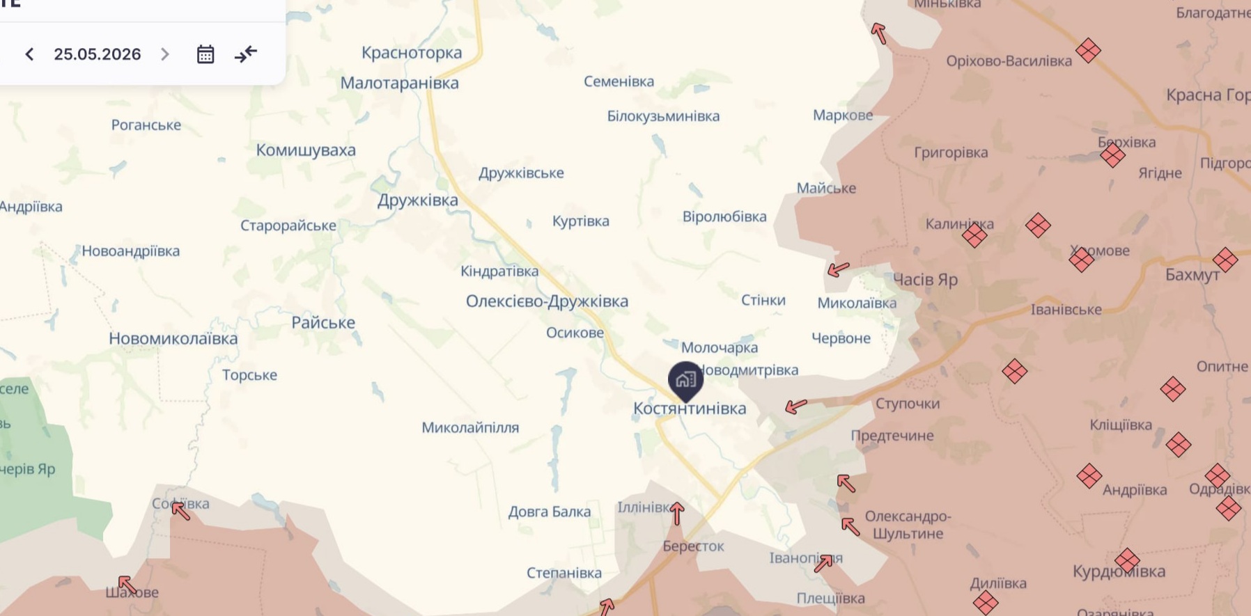 Ориентировочная карта боевых действий на 25 мая в 23:17/DeepStateMap Ориентировочная карта боевых действий на 25 мая в 23:17/DeepStateMap