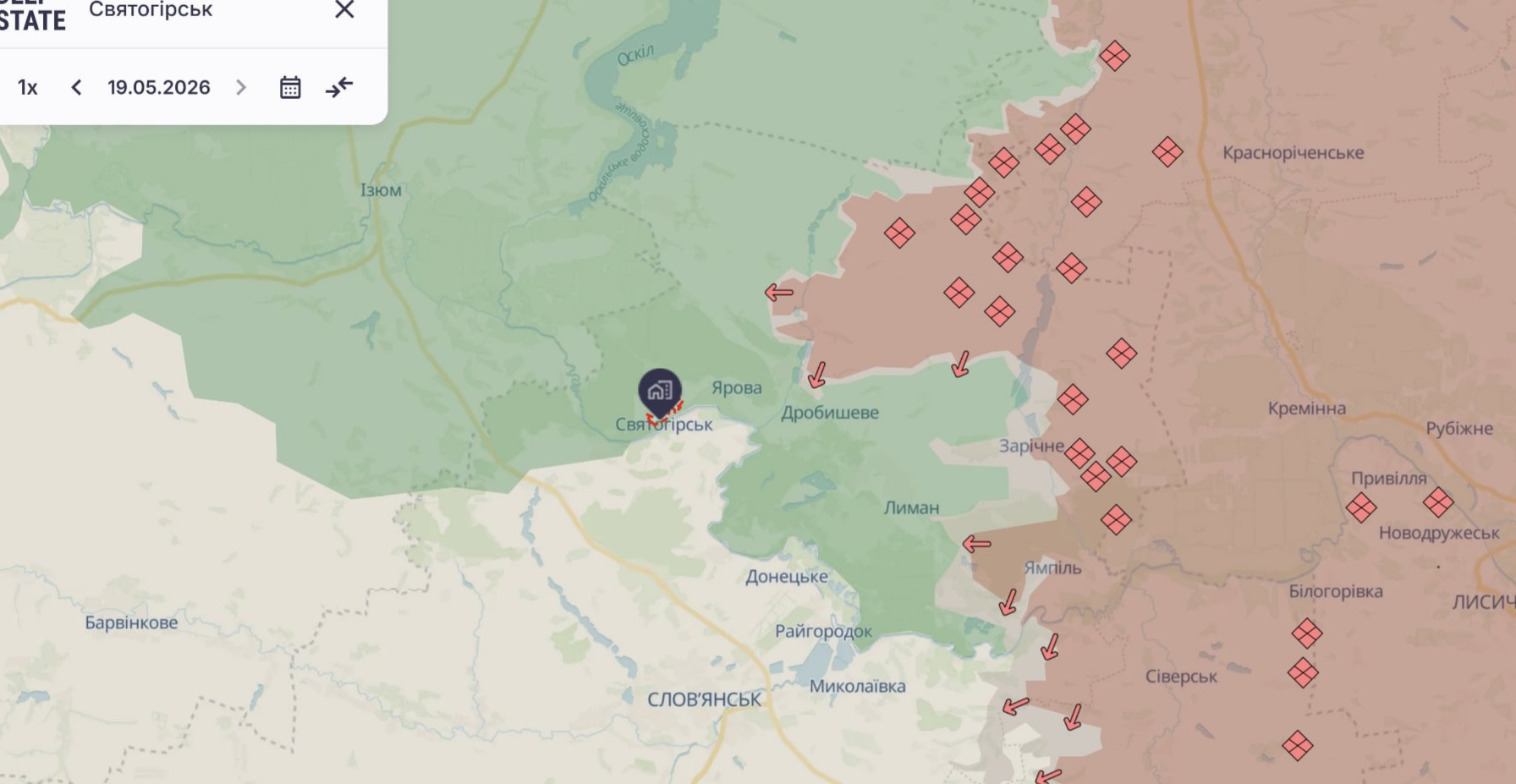 Ориентировочная карта боевых действий на 19 мая в 22:31/DeepStateMap Ориентировочная карта боевых действий на 19 мая в 22:31/DeepStateMap