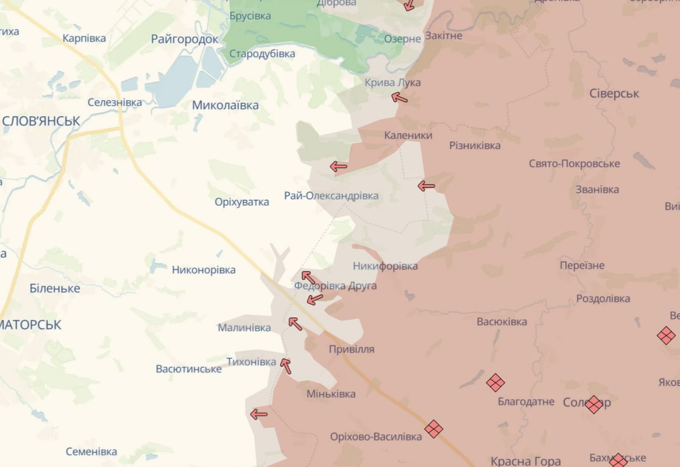 Орієнтовна карта бойових дій на 7 серпня о 22:31/DeepStateMap