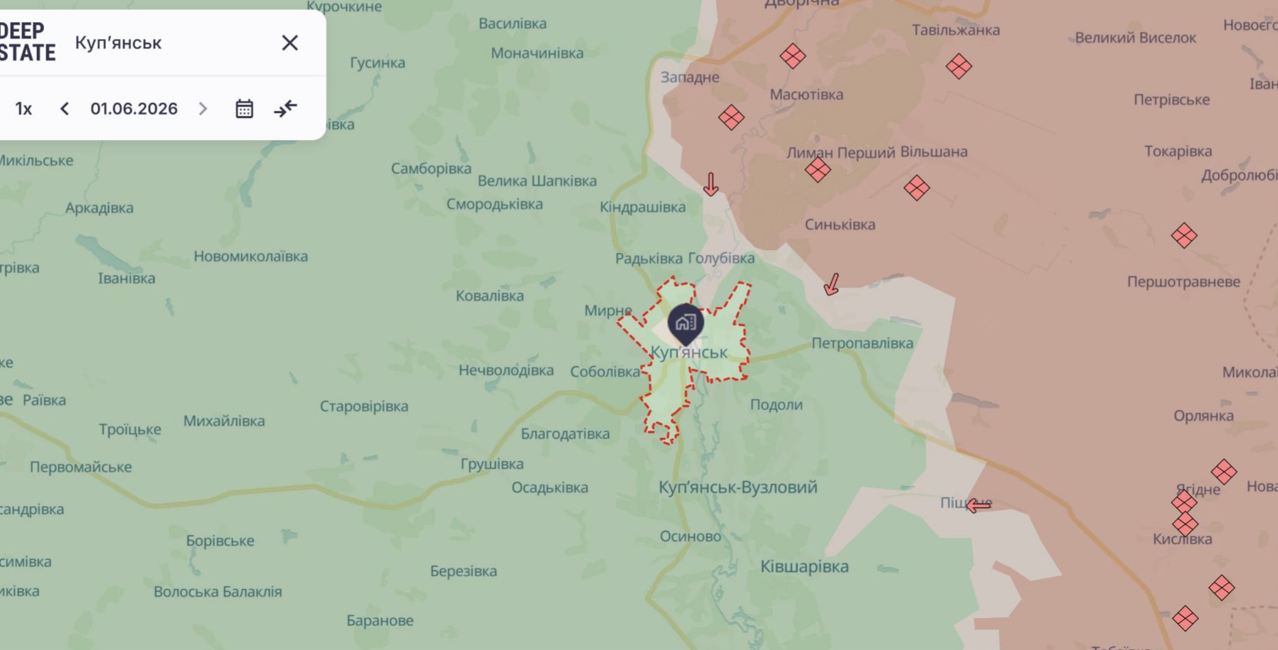 Орієнтовна карта бойових дій на 1 червня о 22:55/DeepStateMap