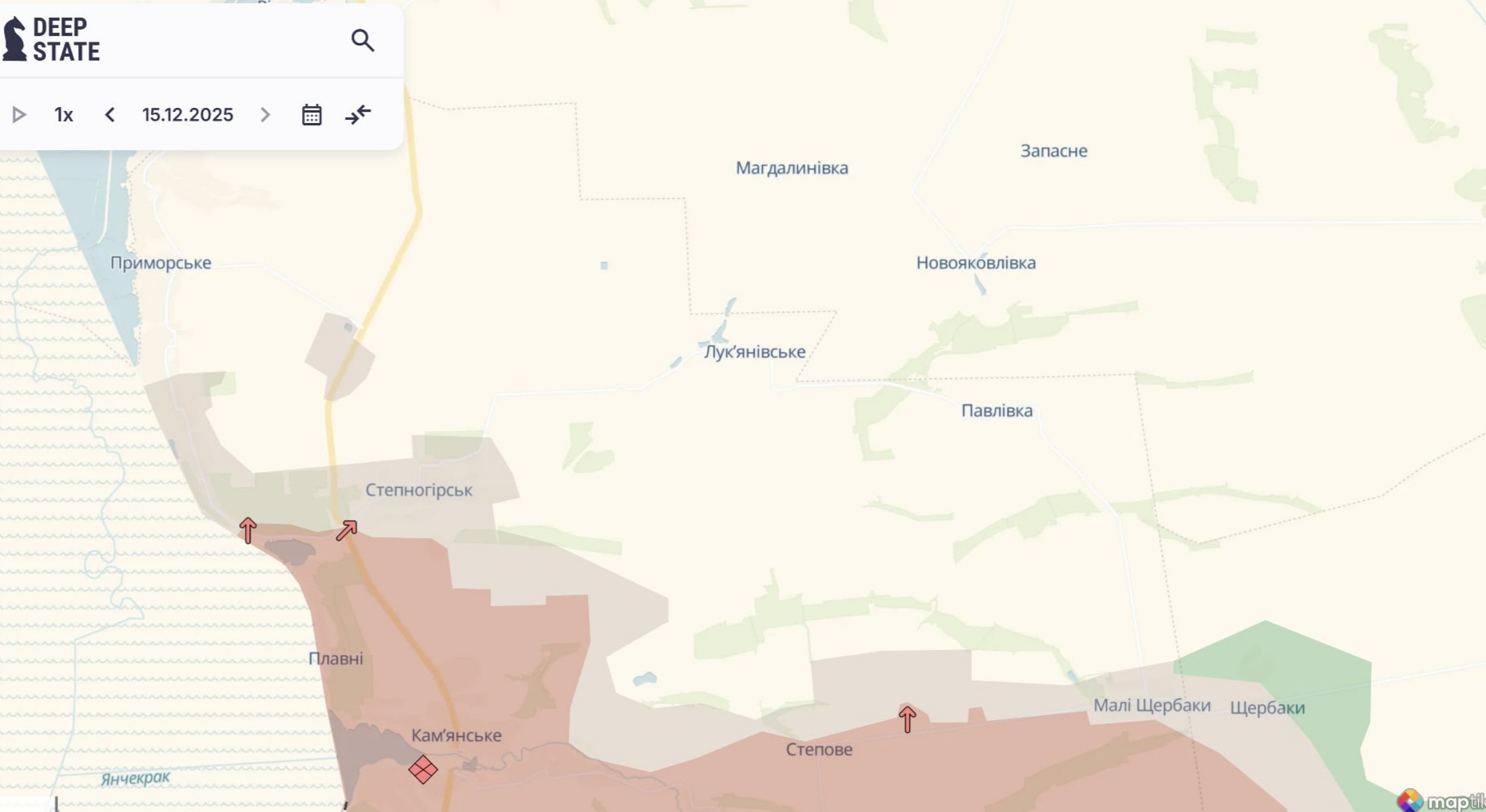 Ориентировочная карта боевых действий по состоянию на 15 декабря в 22:50/DeepStateMap