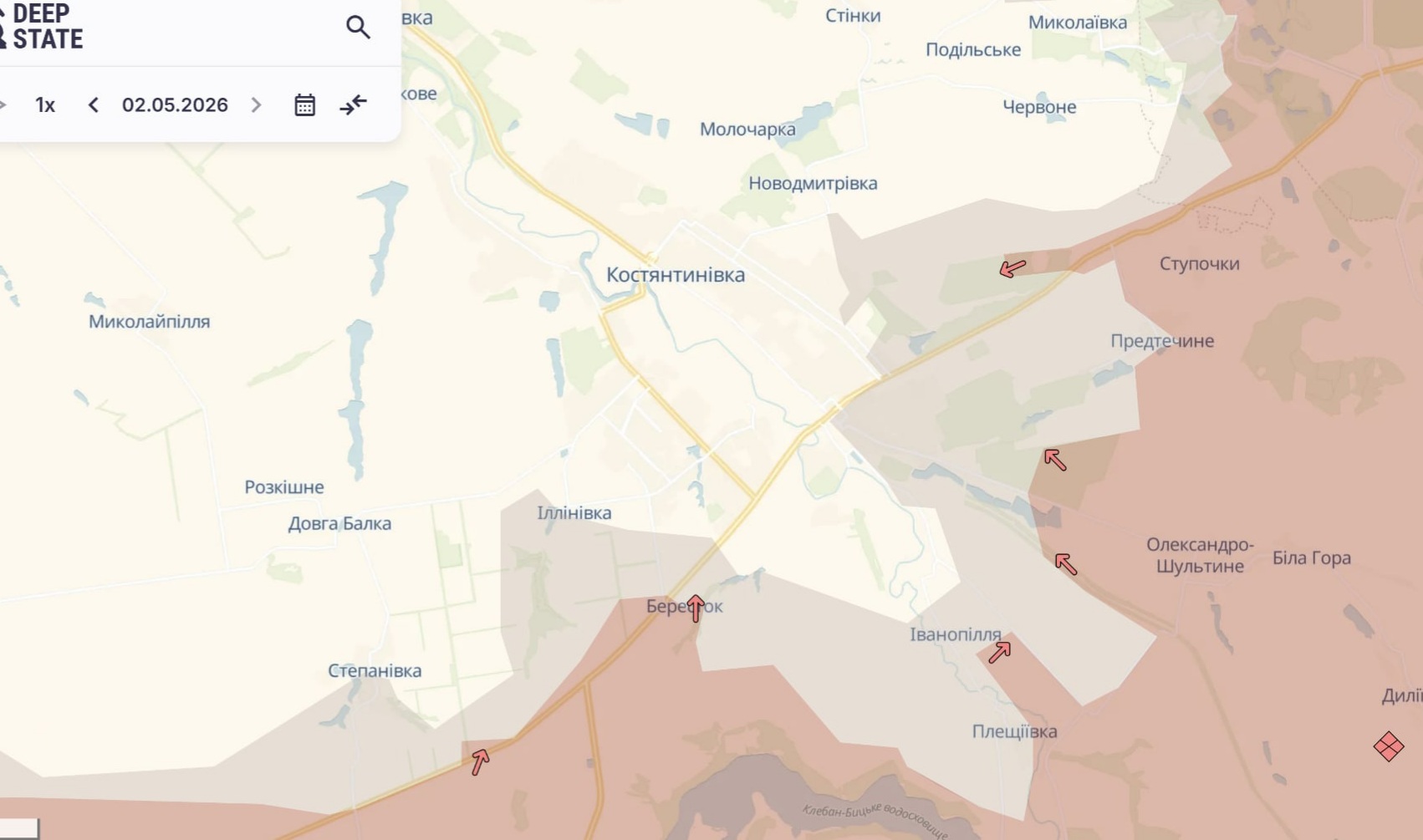 Орієнтовна карта бойових дій на 2 травня о 22:20/DeepStateMap