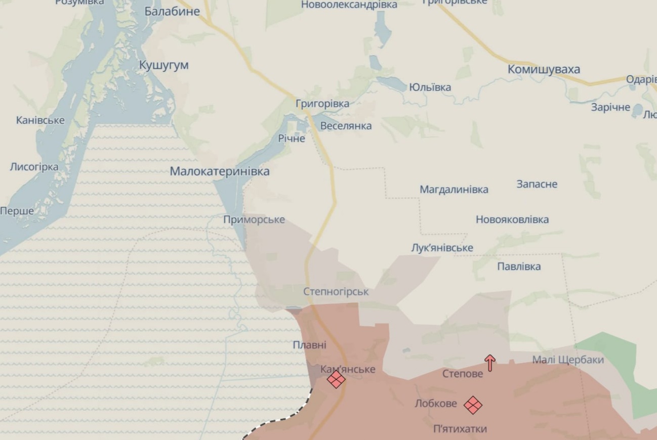 Орієнтовна карта бойових дій станом на 26 червня о 21:55 / DeepStateMap
